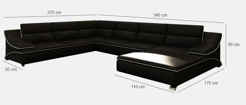 Sectional leather sofa upholstered living landscape couch sofa corner set U shape EltmannG