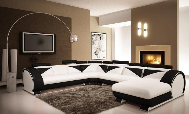 Leather sofa with USB leather sofa big sofa corner sofa leather XXL living landscape U shape