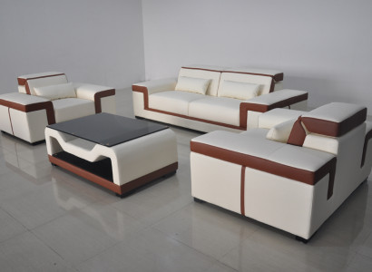 3+2+1 Sofa Couch Upholstery Leather Fabric Couches Sofas +Table Complete Set New
