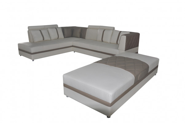 Corner Leather Modern XXL Couch Living Landscape Leather Sofa Sofa L-Shape A1128II+Stool