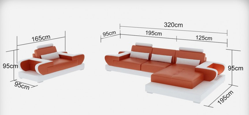 Design XXL Big Sofa Corner Sofa Leather Sofa Couch Upholstered Corner Living Landscape G8003E
