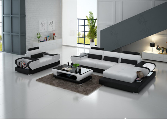 Design XXL Big Sofa Corner Sofa Leather Sofa Couch Upholstered Corner Living Landscape G8003E