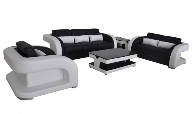 XXL Leather Living Landscape Set Design Modern Sofa Set 3+2+1 F3002C+Table