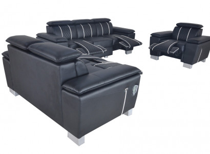 Leather sofa couch living landscape corner suite design modern sofa 3+2+1