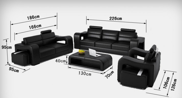 Leather Sofa Couch Living Landscape 3+2+1 Seater Suite Design Modern Sofa F3008D