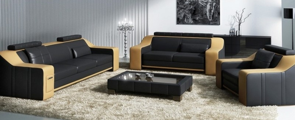Leather sofa set, sofa couch seating upholstery suite, sofa set 3+2+1 Sofas HuttenGB