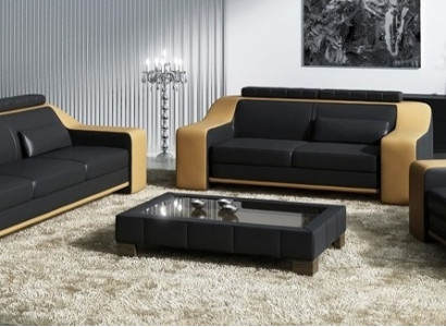 Leather sofa set, sofa couch seating upholstery suite, sofa set 3+2+1 Sofas HuttenGB