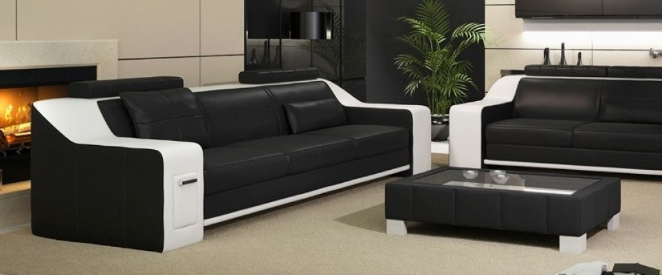 Leather sofa set, sofa couch seating upholstery suite, sofa set 3+2+1 Sofas HuttenGB