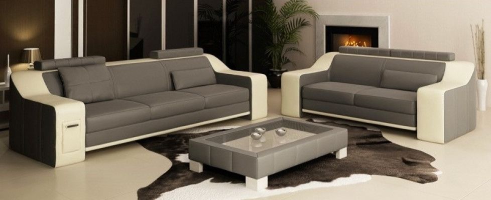 Leather sofa set, sofa couch seating upholstery suite, sofa set 3+2+1 Sofas HuttenGB