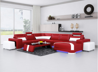 Leather Sofa Couch Living Area Corner Sofa Corner Set Design Modern Sofa + USB New