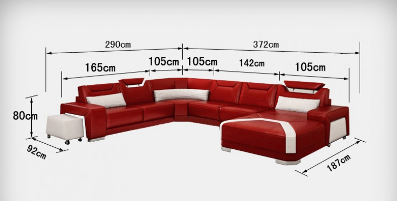 Leather Sofa Couch Living Area Corner Sofa Corner Set Design Modern Sofa + USB New
