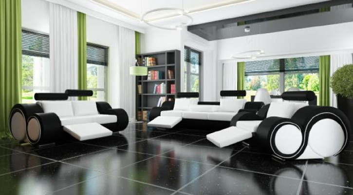 Leather Sofa Living Room Set 321 Seat USB Sofa Set Upholstered Furniture BERLIN Couch