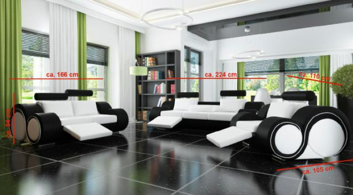 Leather Sofa Living Room Set 321 Seat USB Sofa Set Upholstered Furniture BERLIN Couch