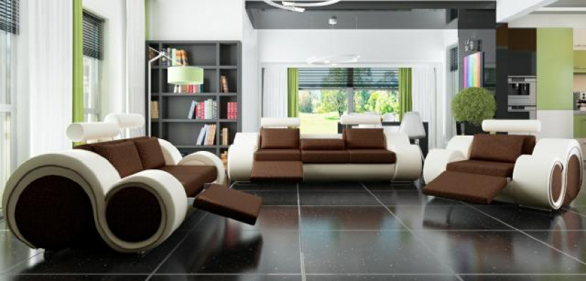 Designer sofa set 3+2+1 with USB upholstered sofa suites brown couch set