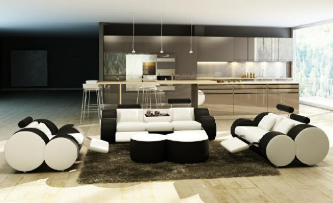 Leather Sofa 3+2+1 Seater with USB Relax Couch Sofa Set Upholstered Set MADRID