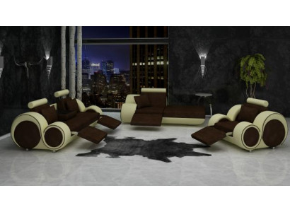 Sofa Leather Textile Fabric Sofa Set 3+Chaise+1 USB Living Room Set