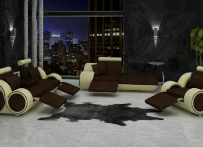 Sofa Leather Textile Fabric Sofa Set 3+Chaise+1 USB Living Room Set