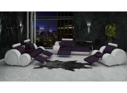 Sofa set leather & textile fabric + USB, sofa set 3+chaise+1 living landscape