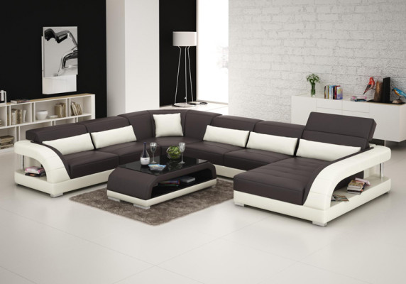 Living room landscape upholstered corner sectional sofa + USB set landscape leather seat