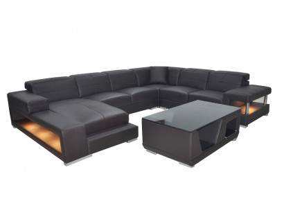 Leather sofa corner living landscape suite design modern corner sofa U-shape G8017