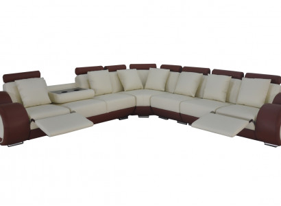 Design XXL leather upholstered seat room corner living sofa couch designer