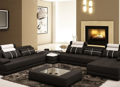 Corner sofa, sofa, couch, living area, leather sofa XXL, designer sofas, Wolfhagen