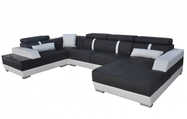 Leather sofa living landscape corner set design modern sofa U-shape + chaise II K5015