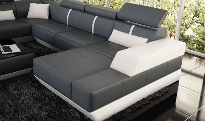 Leather sofa, living landscape, couch, sofa, corner sofa, corner couch, leather couch, upholstered corner sofa.