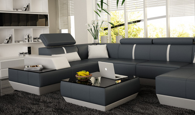 Leather sofa, living landscape, couch, sofa, corner sofa, corner couch, leather couch, upholstered corner sofa.