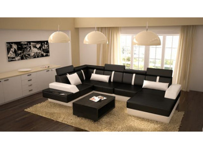 Designer living landscape corner couch + USB sofa cushion set leather sofa sofas new