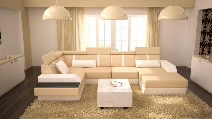 Designer living landscape corner couch + USB sofa cushion set leather sofa sofas new