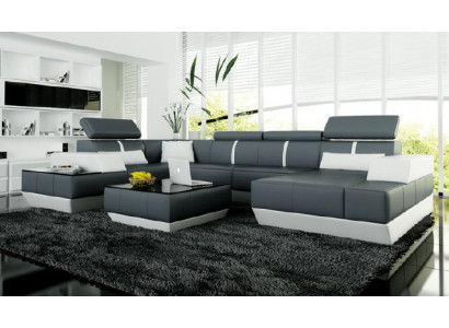 Leather sofa + USB, living room landscape sofa corner sofa corner couch leather couch poster corner NEW