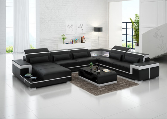 Design corner sofa + USB upholstered corner leather seat couches living landscape XXL U-shape