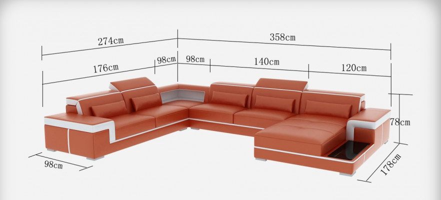 Design corner sofa + USB upholstered corner leather seat couches living landscape XXL U-shape