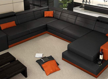 Leather sofa couch new living landscape corner sofa corner set design modern sofa + USB