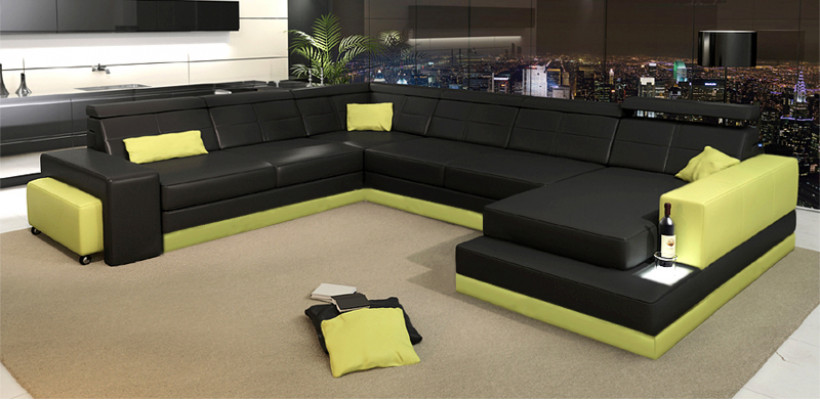 Leather sofa couch new living landscape corner sofa corner set design modern sofa + USB