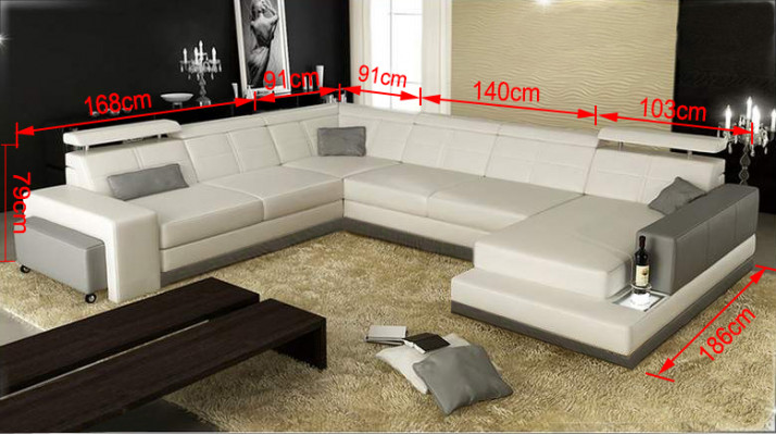 Leather sofa couch new living landscape corner sofa corner set design modern sofa + USB