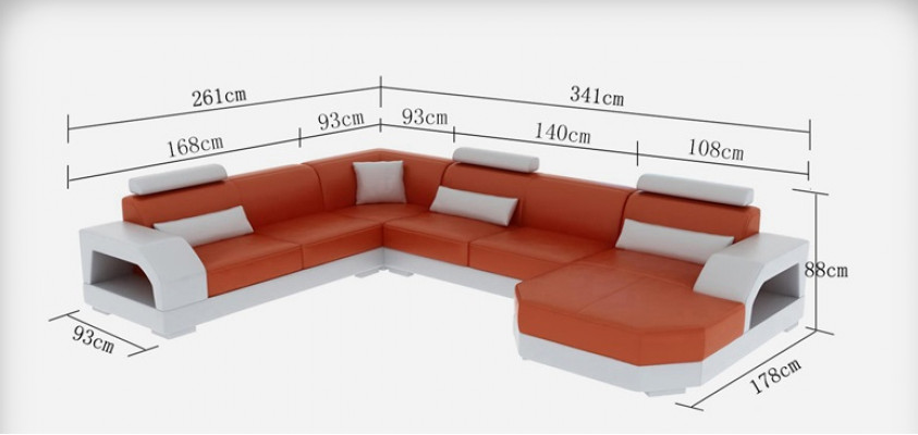 Leather sofa couch living area corner sofa corner set modern design sofa with USB