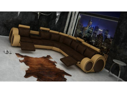 TEXTILE SOFA +USB, DESIGNER CORNER SOFA LIVING AREA CORNER NEW LEATHER SET
