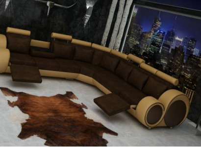 TEXTILE SOFA +USB, DESIGNER CORNER SOFA LIVING AREA CORNER NEW LEATHER SET