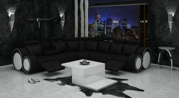 TEXTILE SOFA +USB, DESIGNER CORNER SOFA LIVING AREA CORNER NEW LEATHER SET