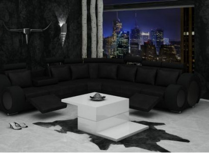 TEXTILE SOFA with USB DESIGNER SOFA SUITE LEATHER CORNER SOFA LIVING AREA CORNER NEW