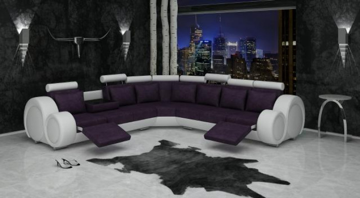 TEXTILE SOFA with USB DESIGNER SOFA SUITE LEATHER CORNER SOFA LIVING AREA CORNER NEW