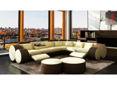 Designer leather sofa with USB, leather couch, corner sofa, living landscape, custom-made