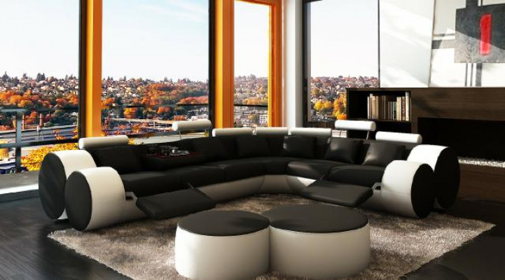 Designer leather sofa + USB corner couch sofa leather couch sofa living area made in EU