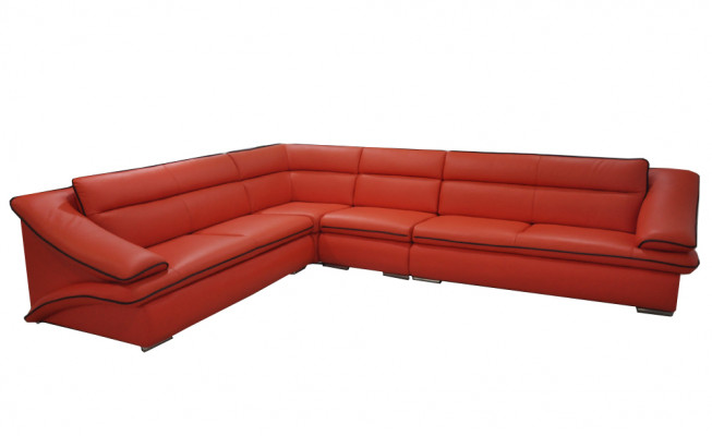 Design leather sectional sofa modern couch set corner red USB + LED
