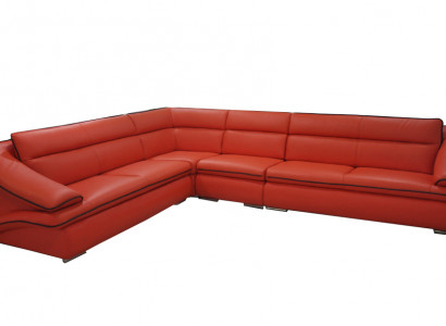 Design leather sectional sofa modern couch set corner red USB + LED