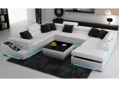 Corner set leather sofa living room landscape upholstery corner seating set +USB