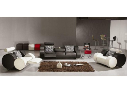 LEATHER SOFA LEATHER COUCH 3+2+1 with USB UPHOLSTERY SET DESIGNER SOFA NEW SET
