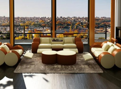 Leather Sofa 3+2+1 With USB Relax Couch Sofa Set Living Room Set Upholstered Set